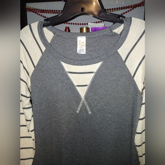 🎆🎈BUY 1 GET 1 FREE SALE💥NWOT 7th Ray Waffle Knit/Ribbed Striped Top - Picture 6 of 10